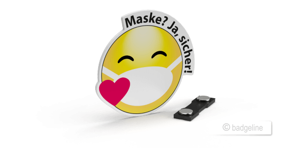 Economy | Hinweisschild "Smiley Maske? Ja, sicher!" mit Magnet, Hygienemaßnahme, Schutz von Mitarbeitern